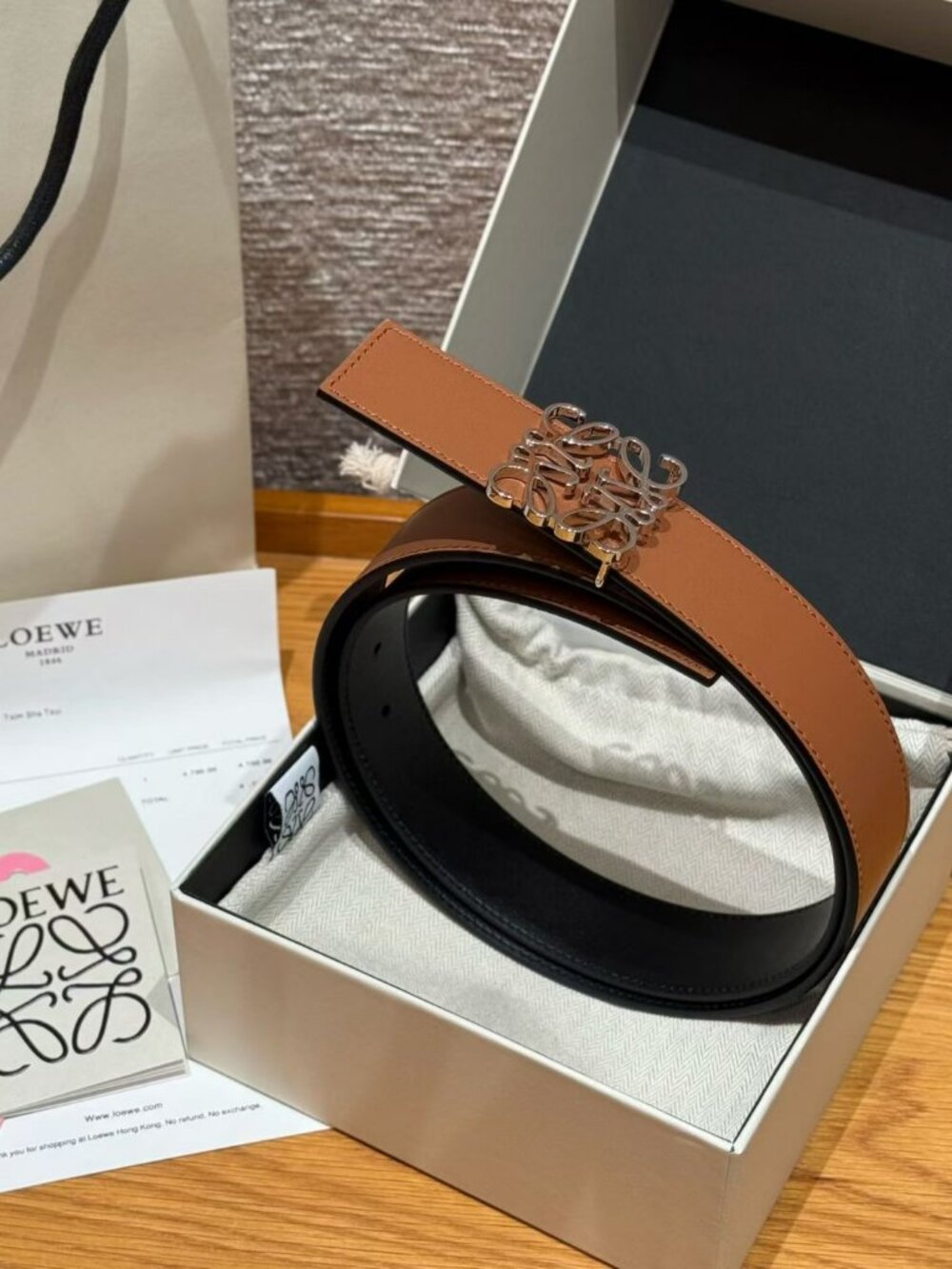 Loewe Women's Brown Belt with Sliver Buckle size 90